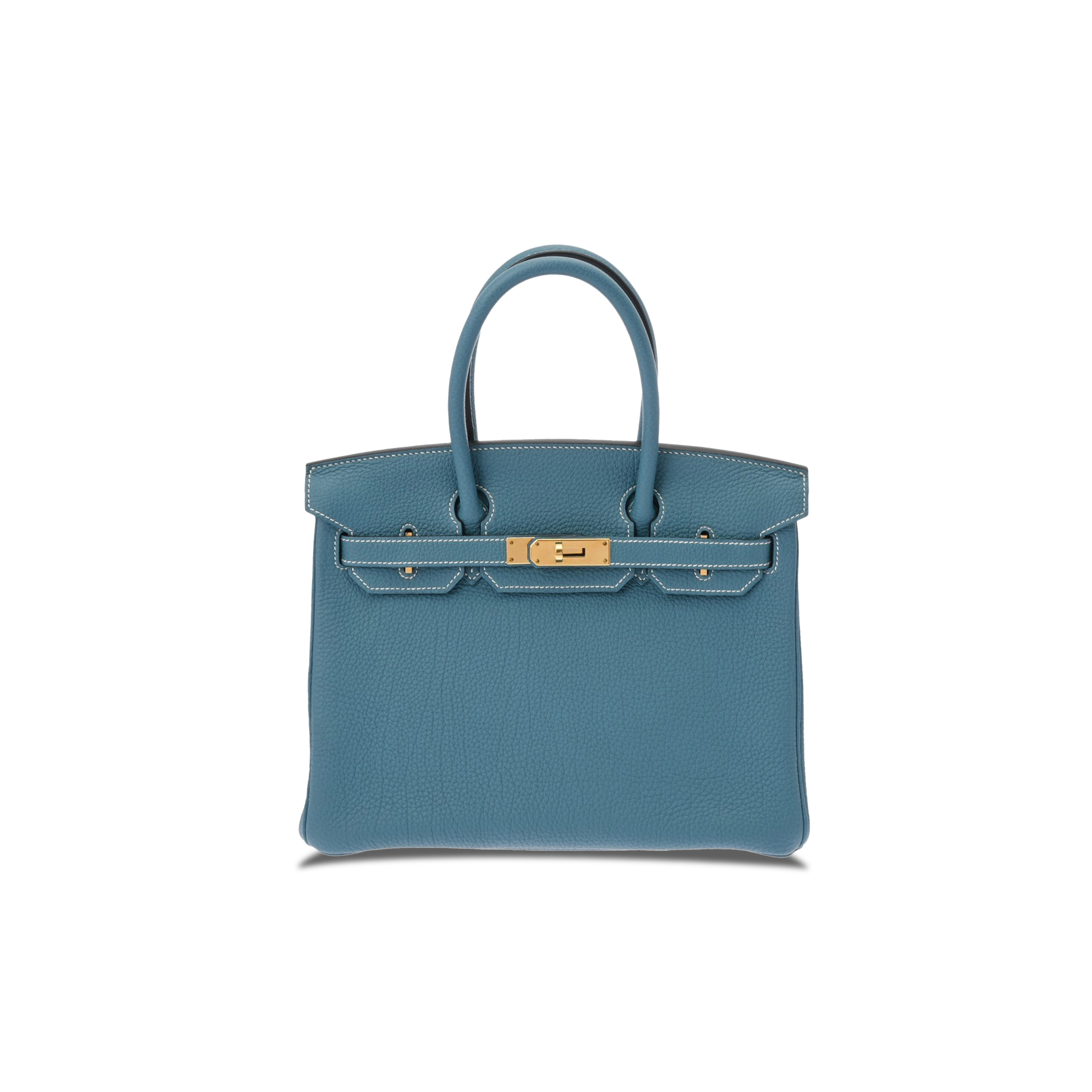 HERMES MASTER BIRKIN 30 TOGO LEATHER DENIM BLUE LEMON YELLOW GOLD BUCKLE HANDBAG 627751 (30*23*15cm)